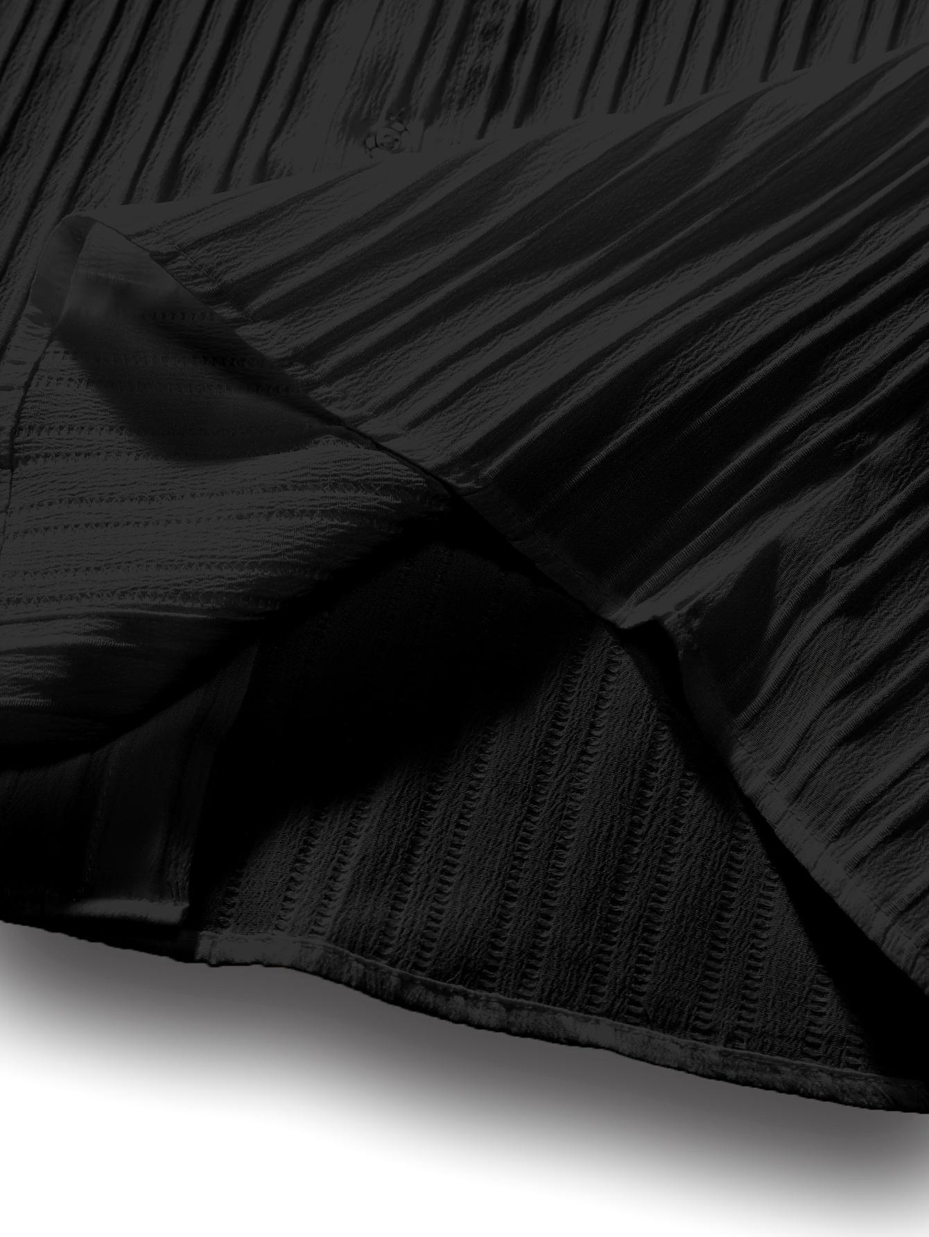 2-piece men's summer casual striped polyester fiber set, short sleeved stand up collar shirt and drawstring pants, non stretch woven fabric, regular fit suitable for daily wear and beach vacation, solid color, beach vacation Plain