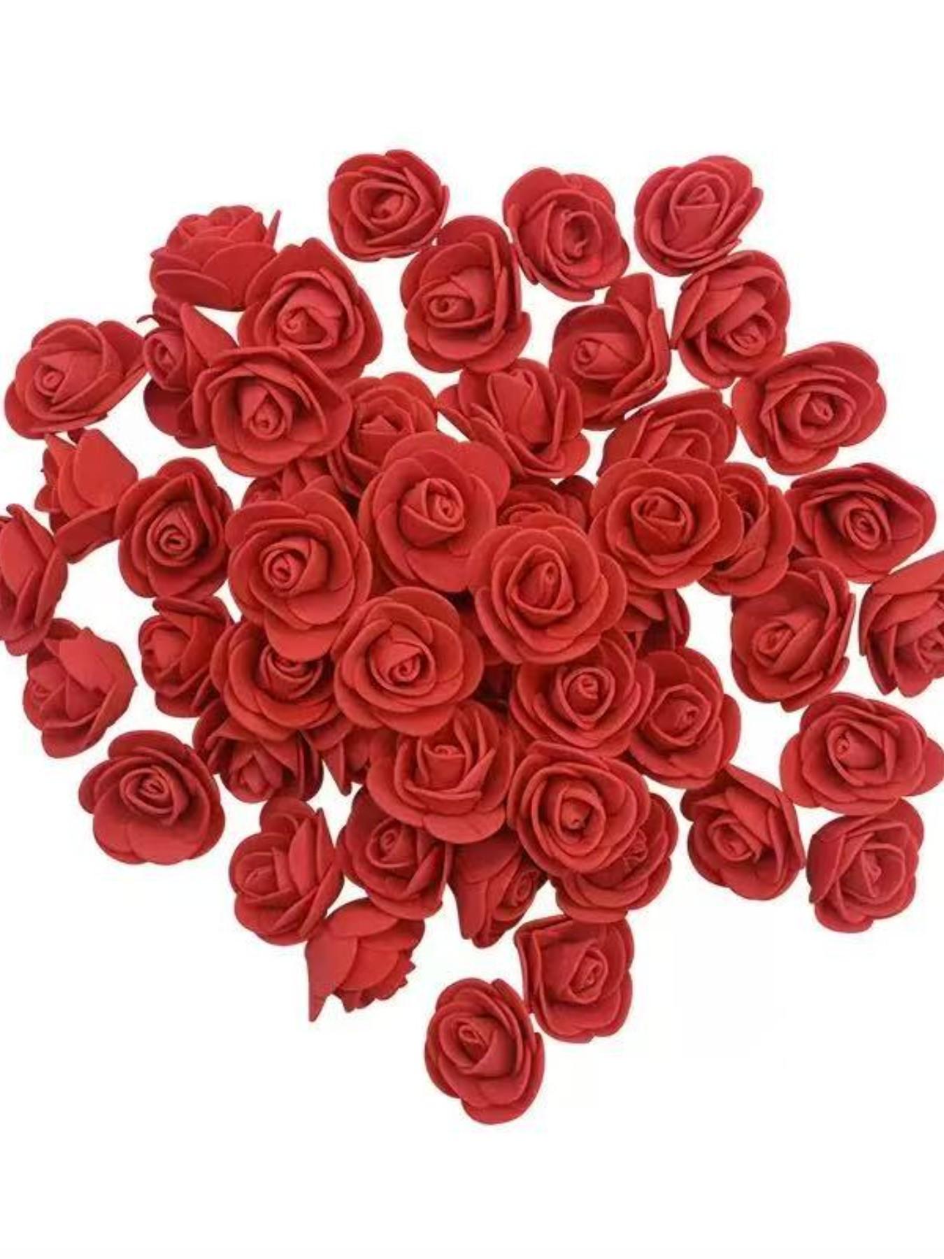 100pcs Pe Rose Foam Flower Heads, Wedding Party Decoration Accessories, Artificial Fake Flowers for Candy Boxes, Realistic Foam Flowers