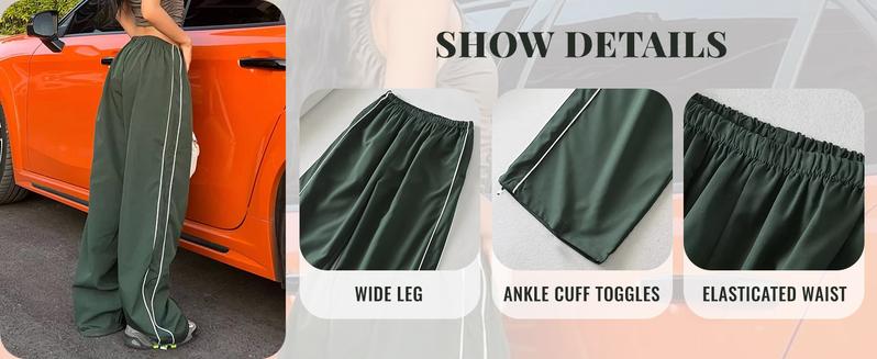 Tanming Womens Y2K Striped Wide Leg Track Pants Comfy Hiphop Jazz Street Dance Jogger Loose Fit Sweatpants with Pockets