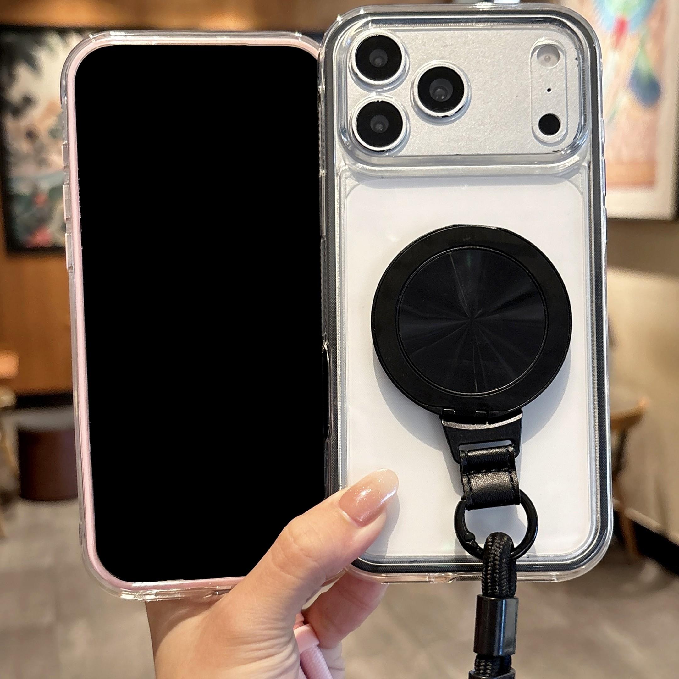 High-Quality Transparent Phone Case with Stand and Lanyard, Tpu Material, Shockproof, Compatible with iPhone 17 Pro Max to 11 Pro Max