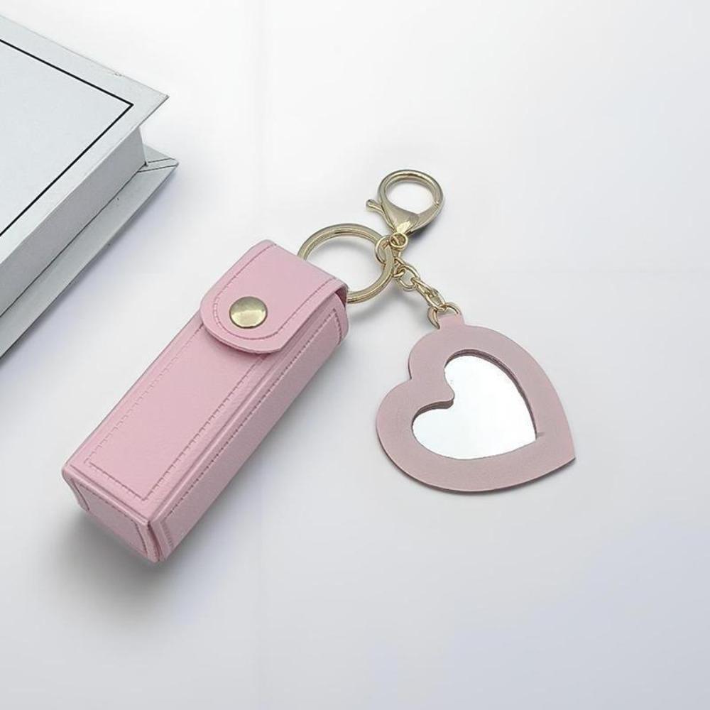 Mini Makeup Bag with Small Mirror, Portable Lipstick Case, Cute Keychain Pendant, Travel Cosmetic Pouch for Girls On-the-Go