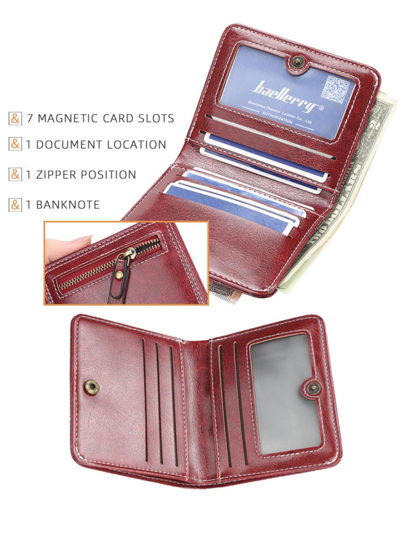 Women's Short Vertical Wallet, Vintage Fashion Style, Multiple Card Slots with Zipper Coin Pocket, Casual Daily Use Commuter Purse