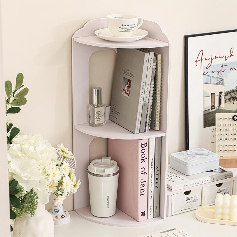 1pc Dormitory Desktop Corner Storage Rack, Standing Angle Shelf, Corner Wall Shelf, Bedside Multi-Layer Organizer, Super Stable Corner Shelves, Bookshelf Storage