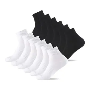 6 Pairs Cushion Quarter Socks with Arch Support Cotton Unisex Athletic Sports Workout Running Comfort Sweat-absorbing Anti-Slip Comfy Value Pack