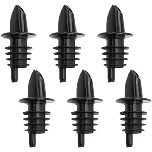 6 Pieces Plastic Bottle Pourer，Free Flow Pourers, Plastic Bottle Spout for Mixed Drinks,or Snowcone Syrup，Easy Pourer Dispense - Easy Install, Durable, Professional Bar Tool，Black, 6-Pack