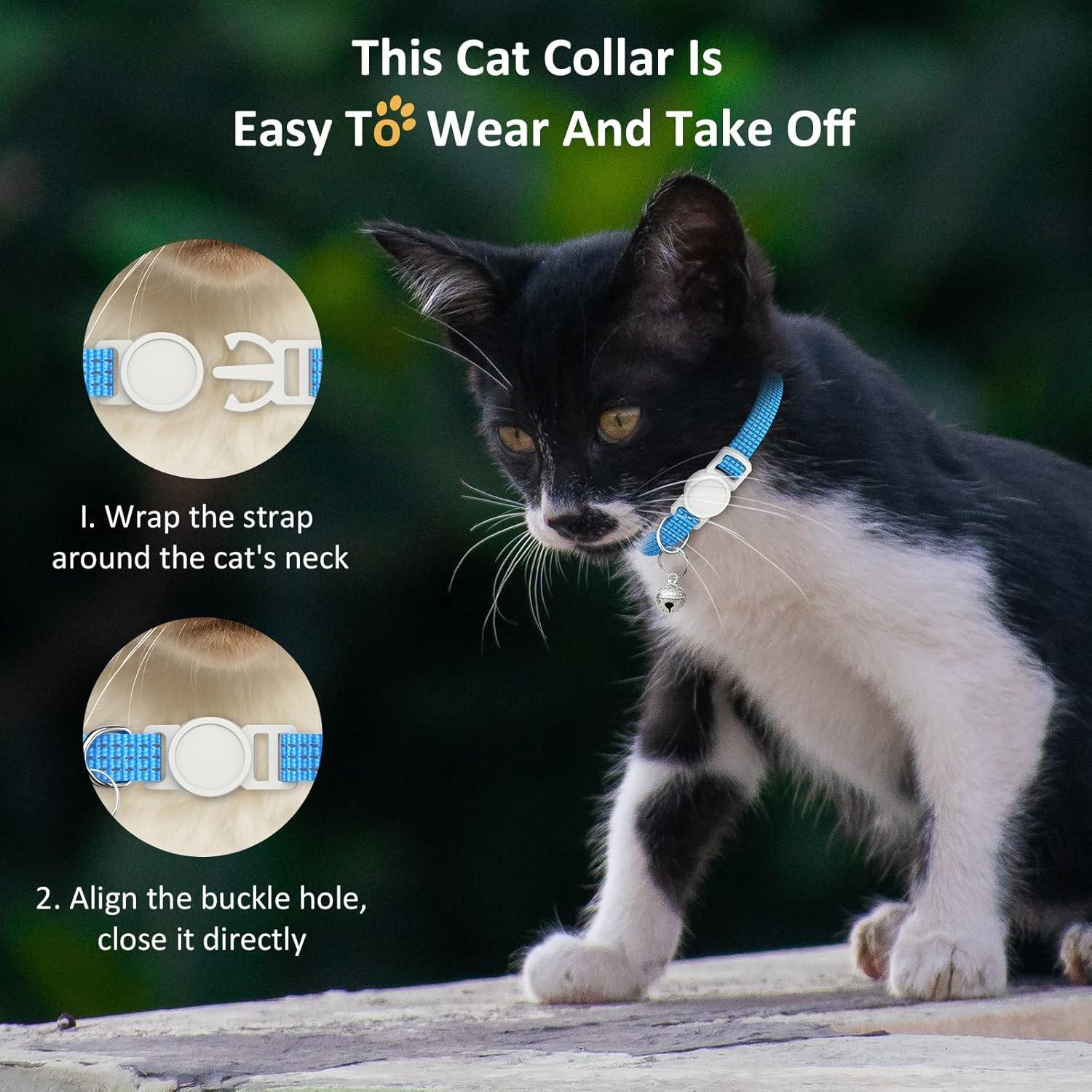 1PC Breakaway Cat Collar, 3-Thread Reflective Pet Collar with Bell, Adjustable Anti-Choke for Kittens & Small Dogs