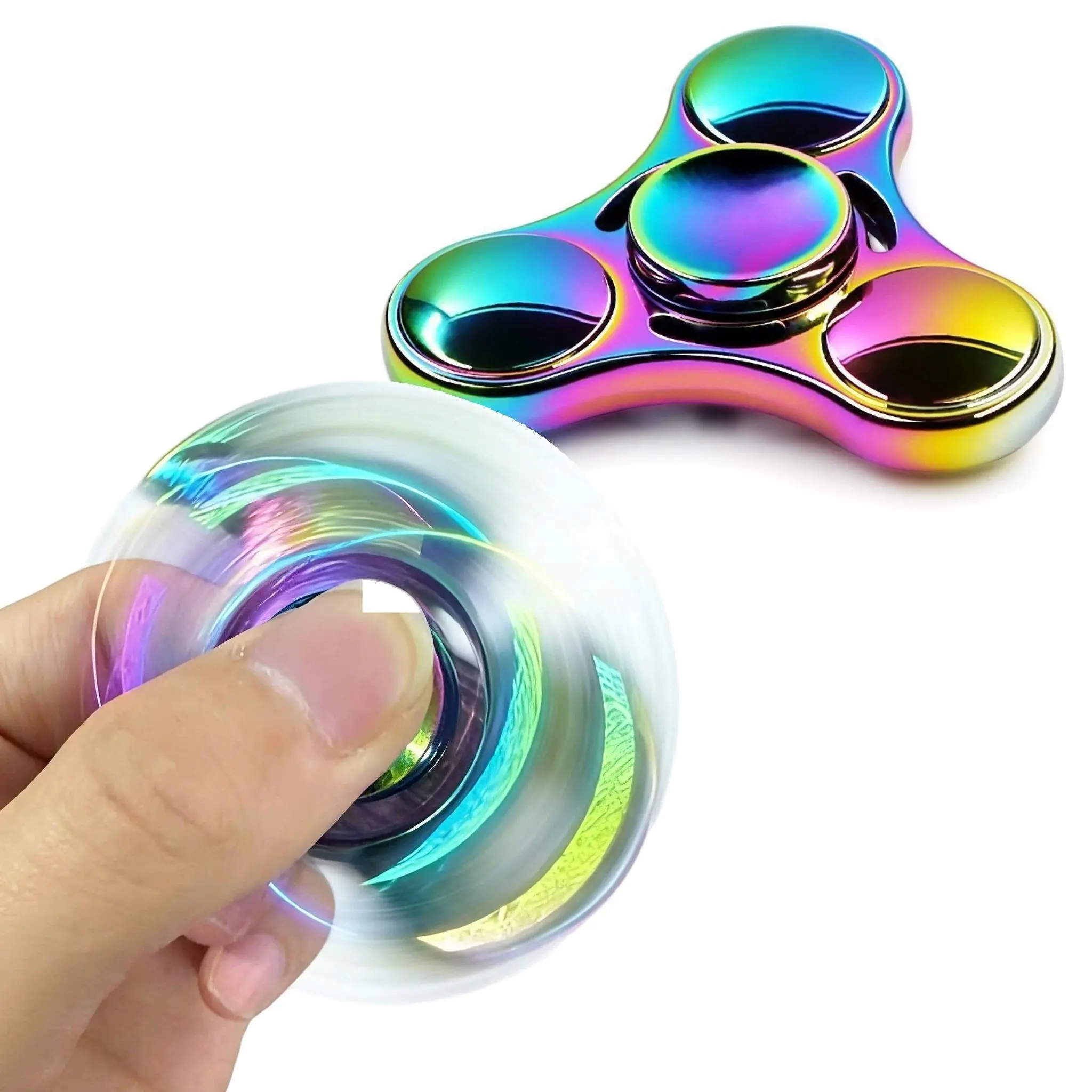 Rainbow Fidget Spinner Toys Metal UFO Small Handheld Finger Spinners Gift for Kids Adults Spinning Top Focus Desk Fingertip