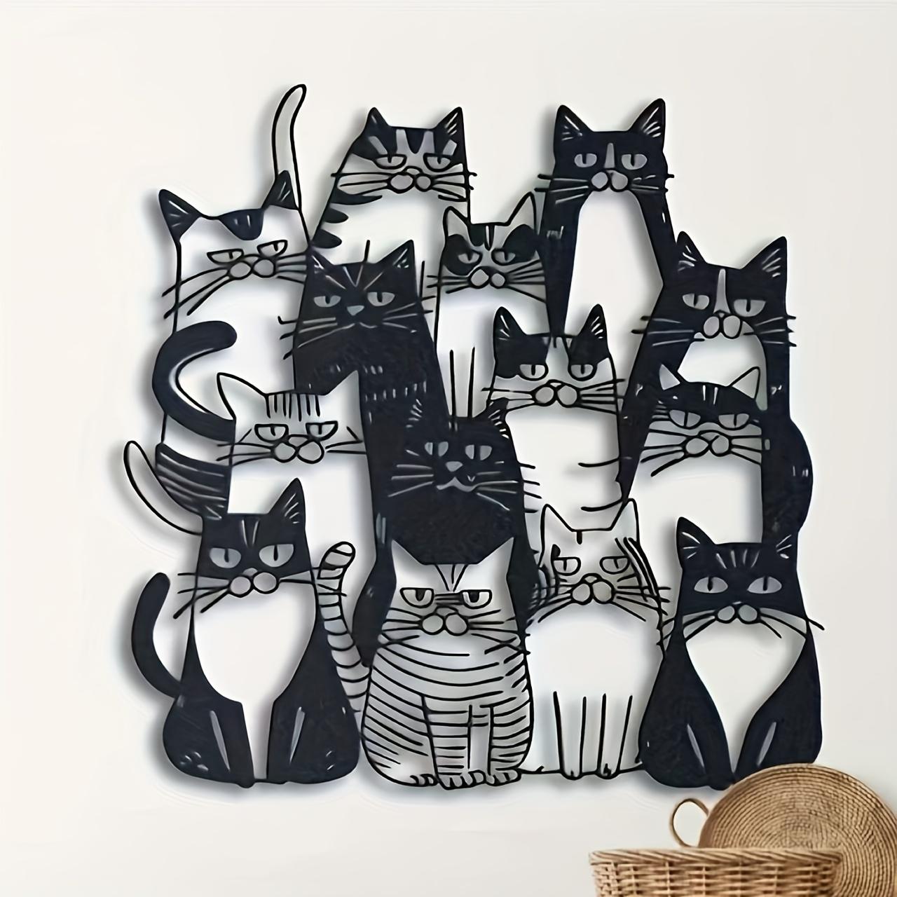 Cat Shaped Metal Wall Decor, Fun Cartoon Animal Sign, Home & Kids Room Decoration, Christmas Holiday Atmosphere, Unique Gift Idea, Vintage Wall Art, Animal Design, Western Wall Art