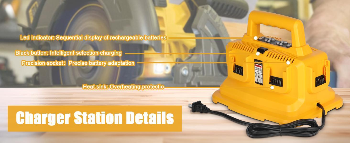 6-Ports Rapid Battery Charger Station,Compatible with Dewalt 20V/60V Flexvolt Battery DCB200 DCB205 DCB606 DCB609 DCB612 DCB615 6-Ports Rapid Battery Charger Station,Compatible with Dewalt 20V/60V Flexvolt Battery DCB200 DCB205 DCB606 DCB609 DCB612 DCB615