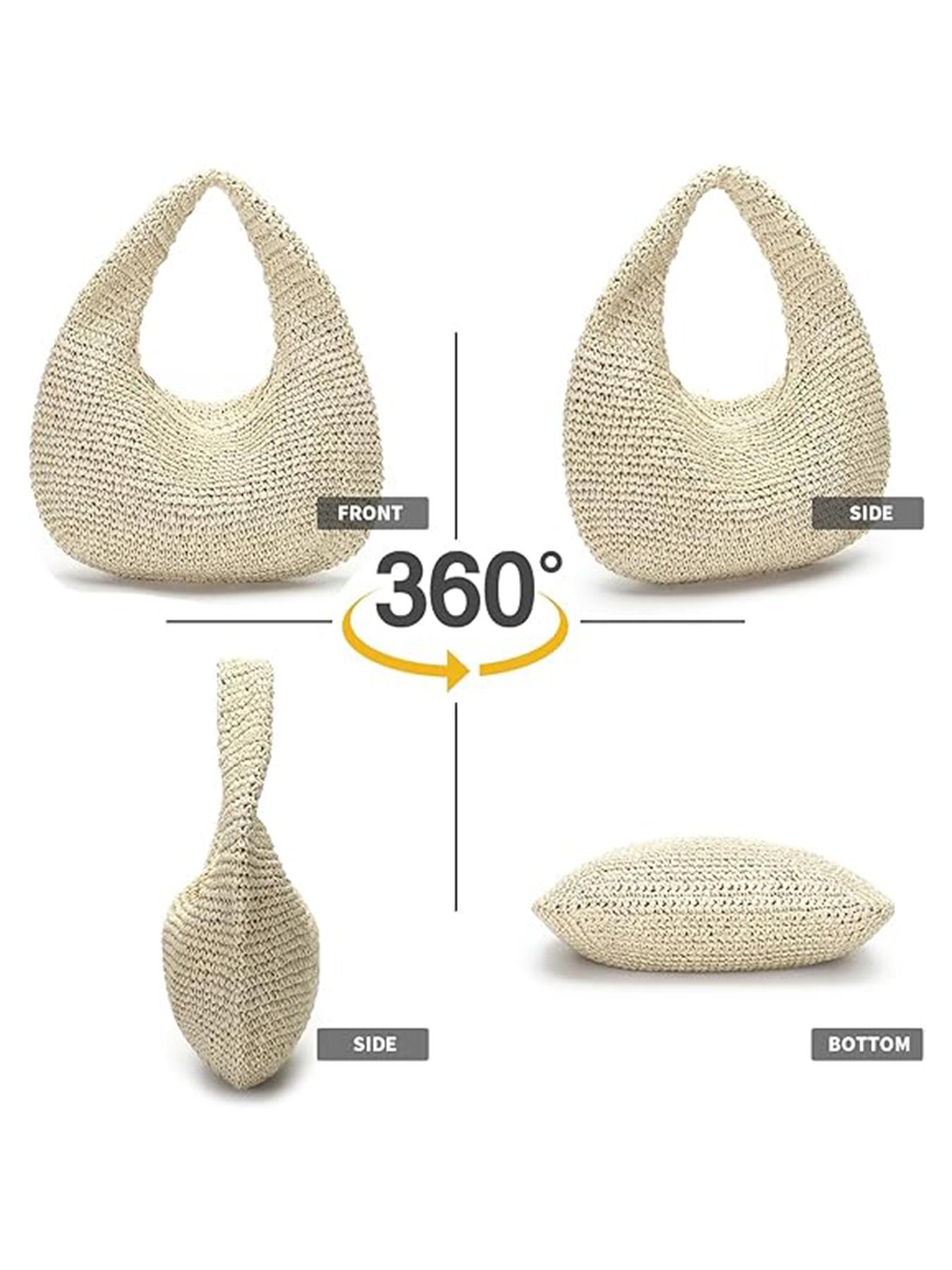 Women's Fashionable Straw Handbag, Casual Versatile Zipper Hobo Bag for Daily Used, Trendy All-match Bag for Commuters and Students