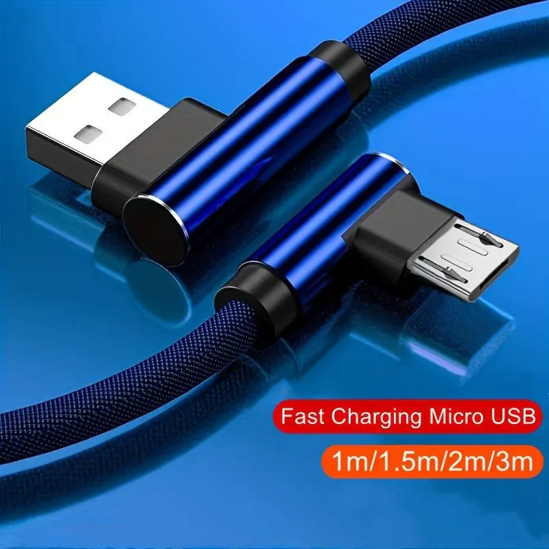 Micro USB Fast Charging/90 Degree Elbow Data Cable/for Samsung Xiaomi Vivo OPPO Redmi/Android Phone USB Cord