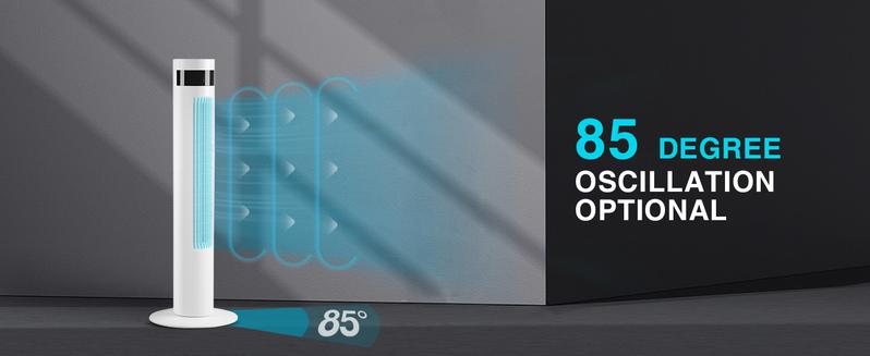 R.W.FLAME Tower Fan, Oscillation Fan with Remote Control, Standing Fan for Office, 3 Wind Modes, Time Settings, Portable Bladeless Floor Fans for Home with Children/Pets/Elders