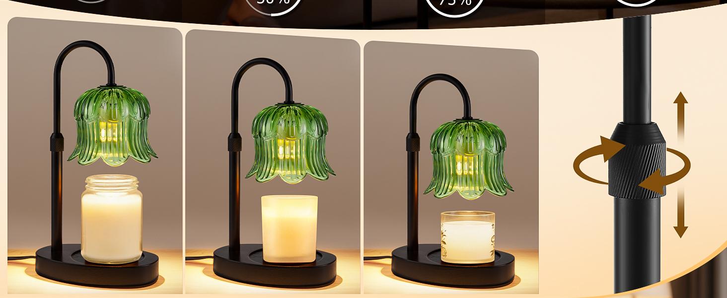 Floral Candle Warmer Lamp with Auto Timer Wax Melter Warmer Decor Flower Decoration Green Adjustable Height 4-Level Brightness 8-Hour Sleep Timer