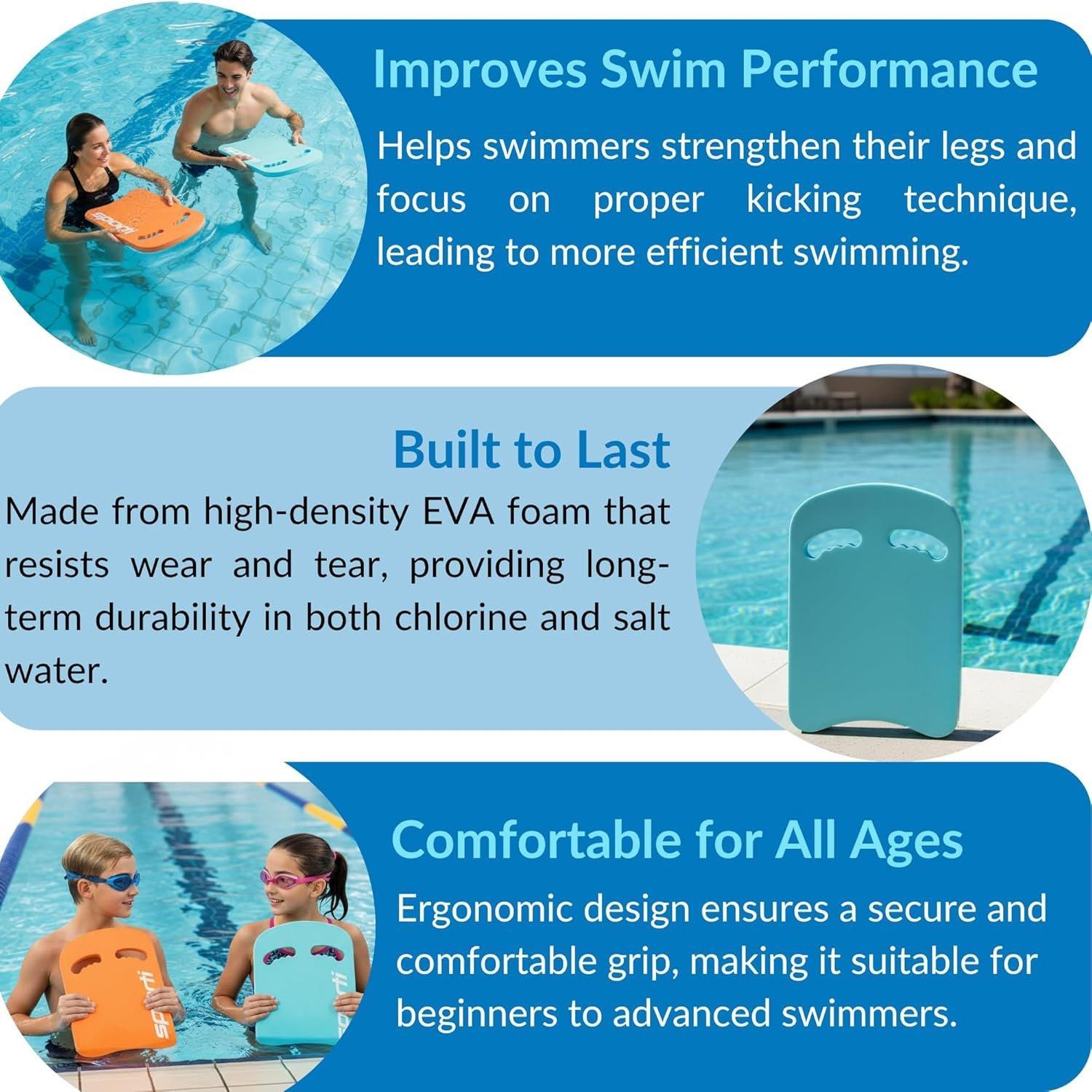 Kickboard for Adults - EVA , Chlorine-Resistant Pool  Aid with Comfortable Grip & Contoured Edges