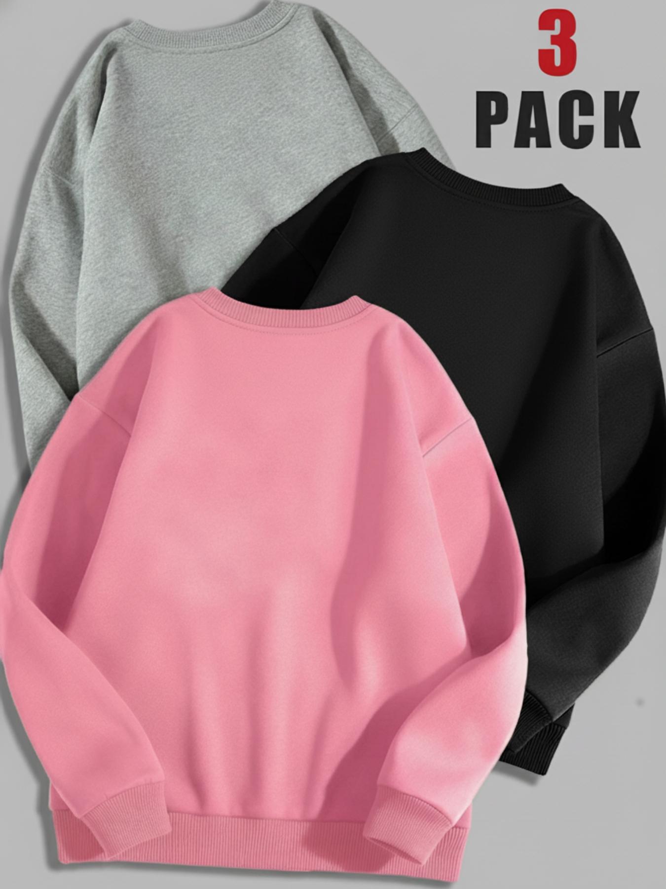 Women's Long Sleeve Pullover Sweater Set, Sweatshirts, Casual Fitted Round Neck Top, Fall & Winter Warm Clothing, Letter Pattern Design