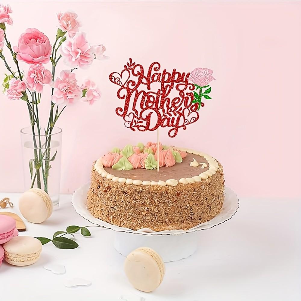 Mother's Day Carnation Themed Birthday Party Cake Decorations