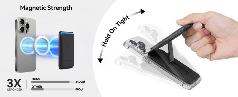 Mag Safe Wallet with Stand Magnetic Wallet for Phone Leather Magsafe Card Holder Compatible with iPhone 16/15/14/13/12 series and MagSafe cases, 1 Slot Fit 3 Cards magsafe wallet card holder