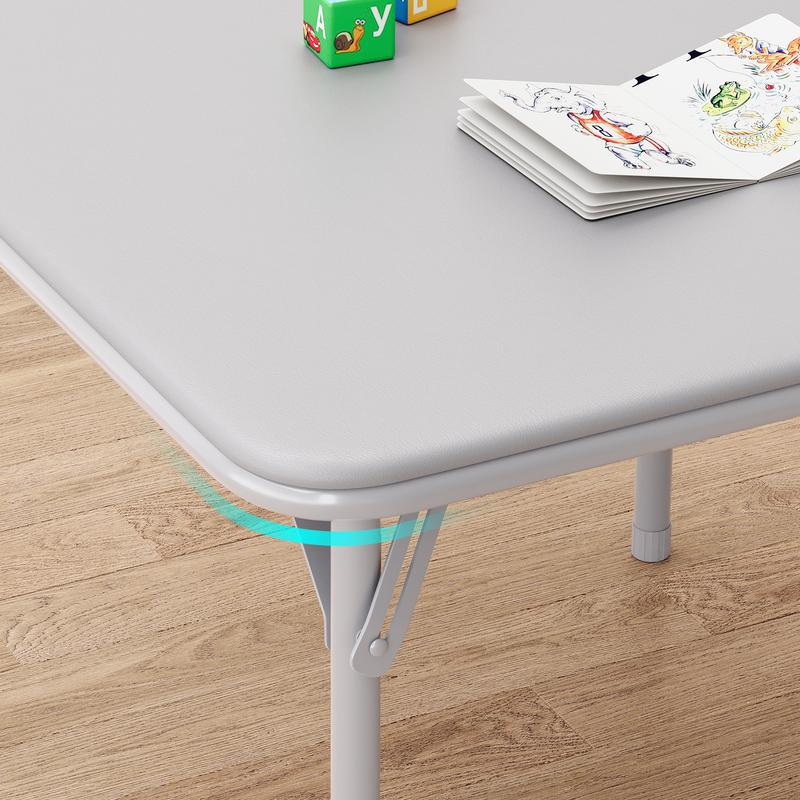 Kids Folding Activity Table and Chairs 3 Piece Set, Portable, with PU Soft Cushion,Suitable for Home Eating,Reading and Playing