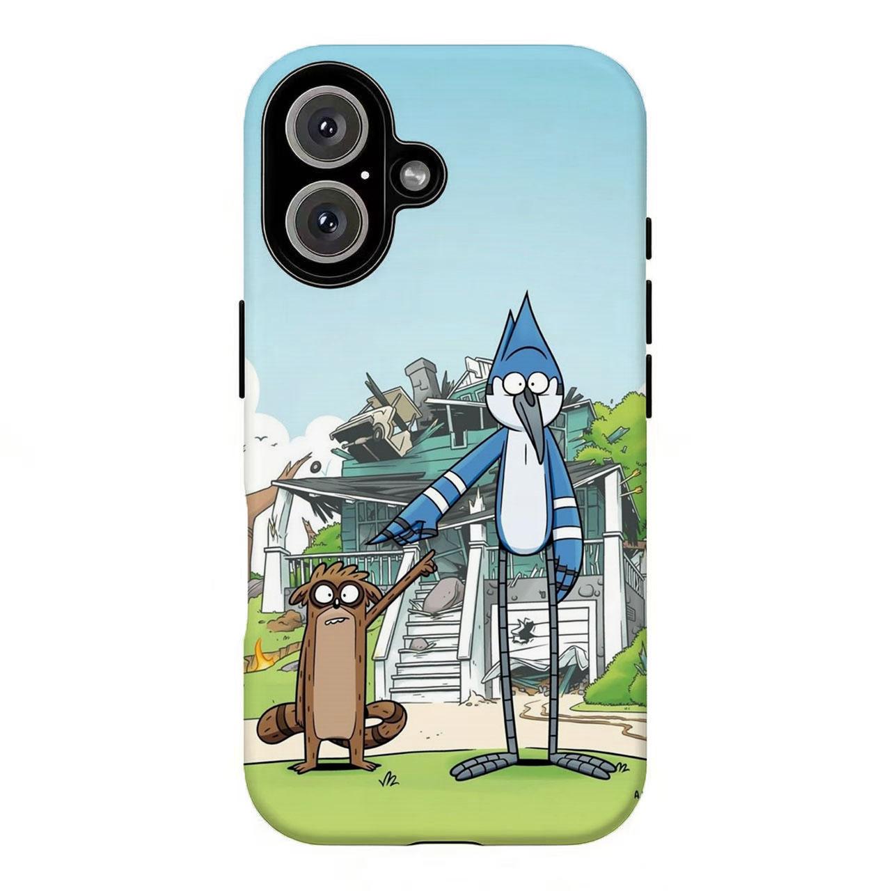 FL-R3gular Sh0w Mordecai & Rigby Retro Cartoon Phone Case,Y2K Funny Cartoon Protective Cover For iPhone 11 12 13 14 15 16 17 Air Pro Max for Samsung S26 S25 S24 S23 S22 S21 Case,Gift for her/him