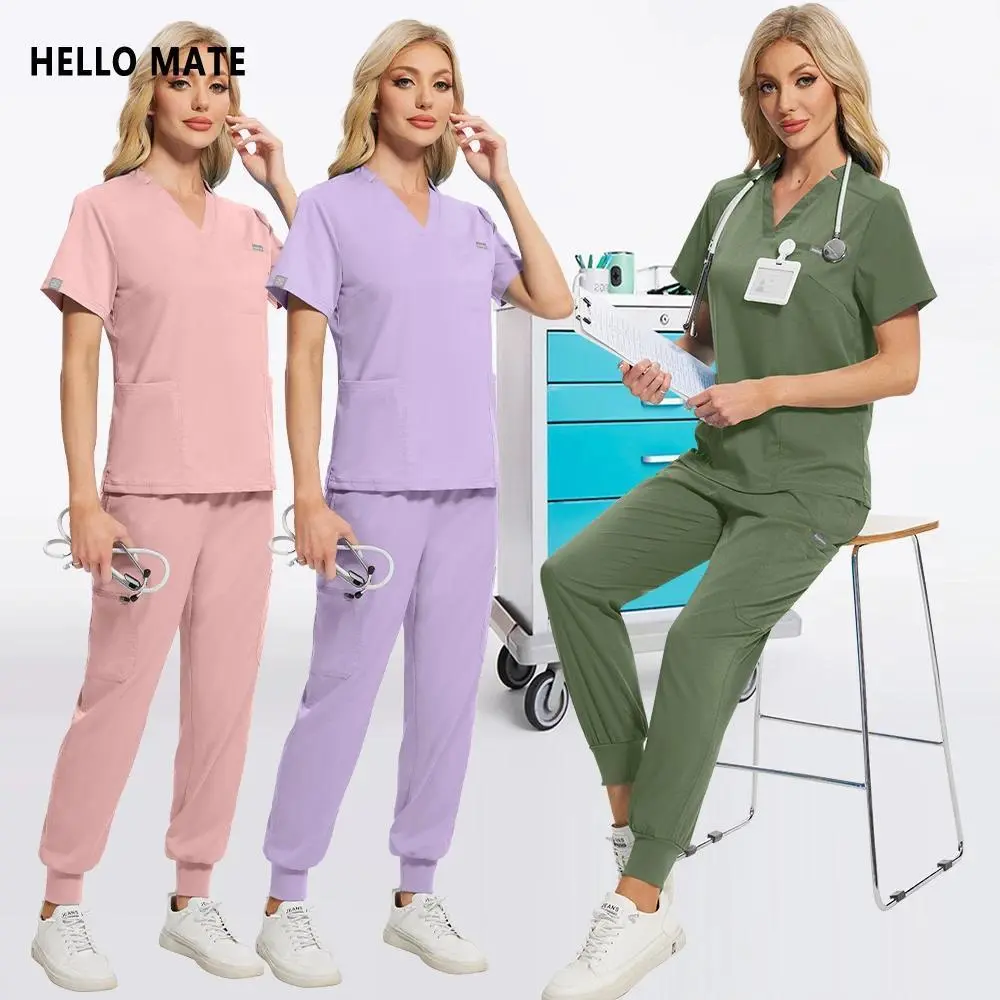 High-quality Lab Pharmacy Clothes Medical Surgical Uniforms Beauty Workwear Dentist Overalls Clinical Nursing Workwear Scrub Set
