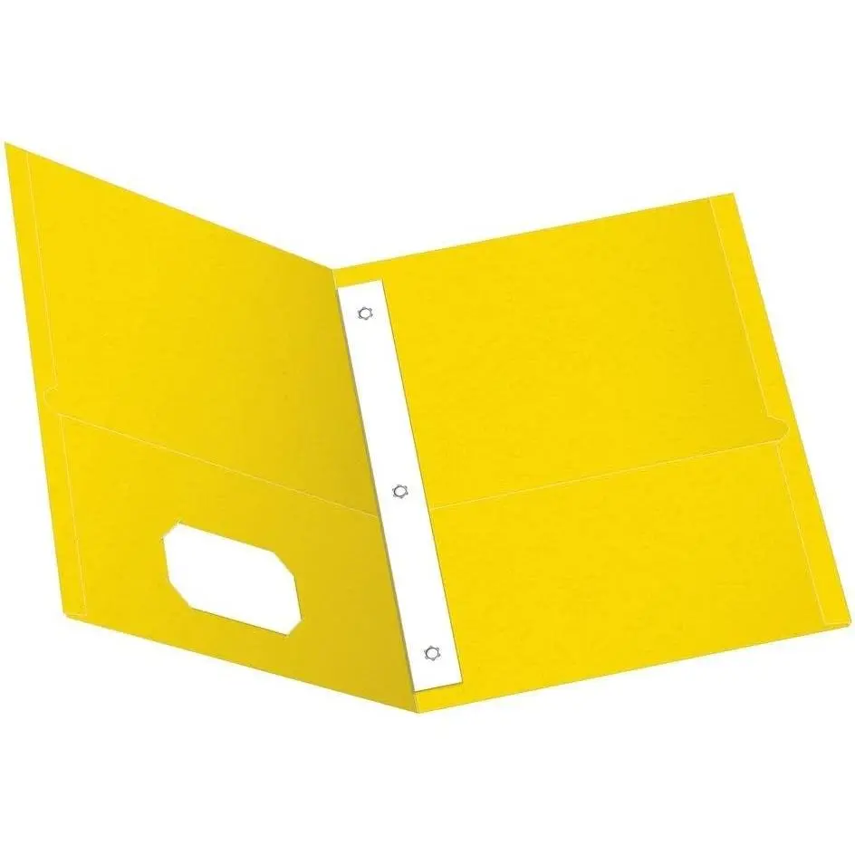 Two-Pocket Folders with Fasteners Yellow Letter Size 25 per Box (57709)
