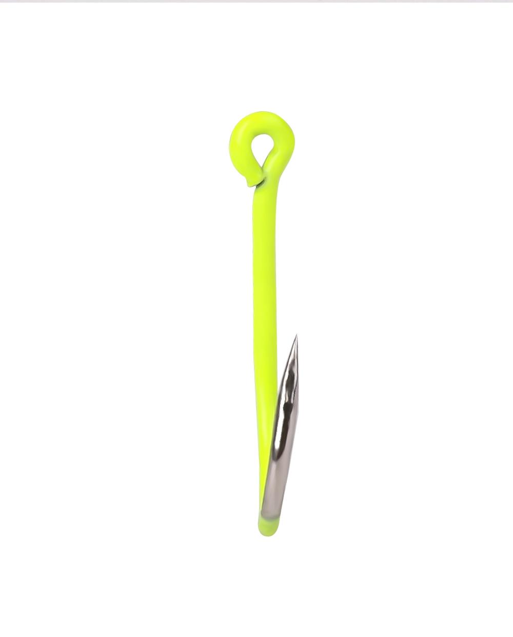 FTK Ise-ni Fishing Hooks, Fluorescent Yellow, Flattened, 50pcs, Stainless Steel, High-Carbon Steel, Barbed