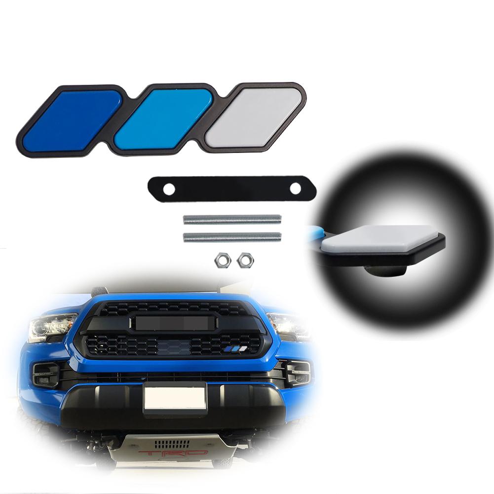 1 Set Tri-color 3 Front Grille Badge Emblem Decor For Toyota Tacoma TRD Pro 4Runner Tundra FJ RAV4 etc