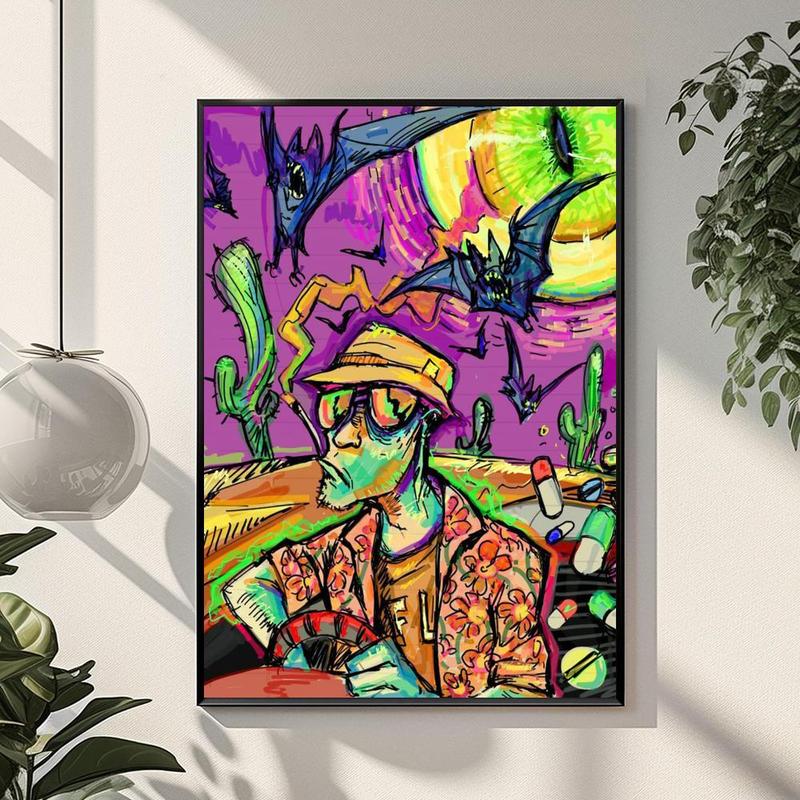 Fear Loathing Las Vegas Poster Waterproof HD Wall Sticker | Self-Adhesive Decorative Art Poster | Fade-Resistant Scratch-Proof for Long-Term Use | Easy to Apply and Clean | for Home Office Bedroom Living Room Kitchen Decor | Gift Idea