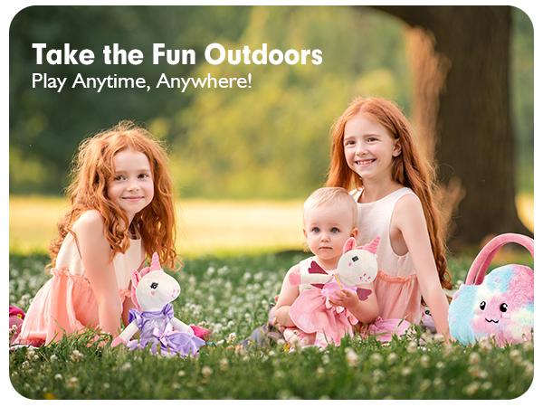 hahaland Unicorns Toys for Ballerina Doll Stuffed Toys for Girls, Ballet Dress up Doll, Pretent Doll Toy 3 Set Clothes with Plush Bag, Kids Toy Birthday Gifts for 2-4 6 Year Old Cuddly Outfits