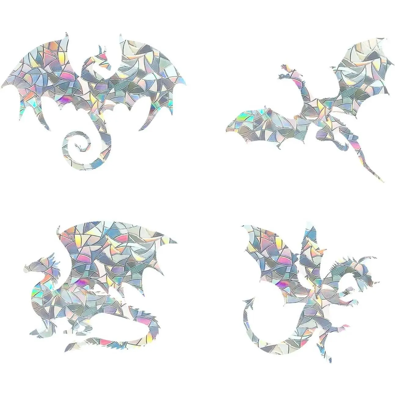 Translucent Movable Vinyl Dragon Static Window Clings Decals, 16-Piece Anti-Collision Glass Awareness Stickers for Bird Strikes, Home Supplies Room Decor