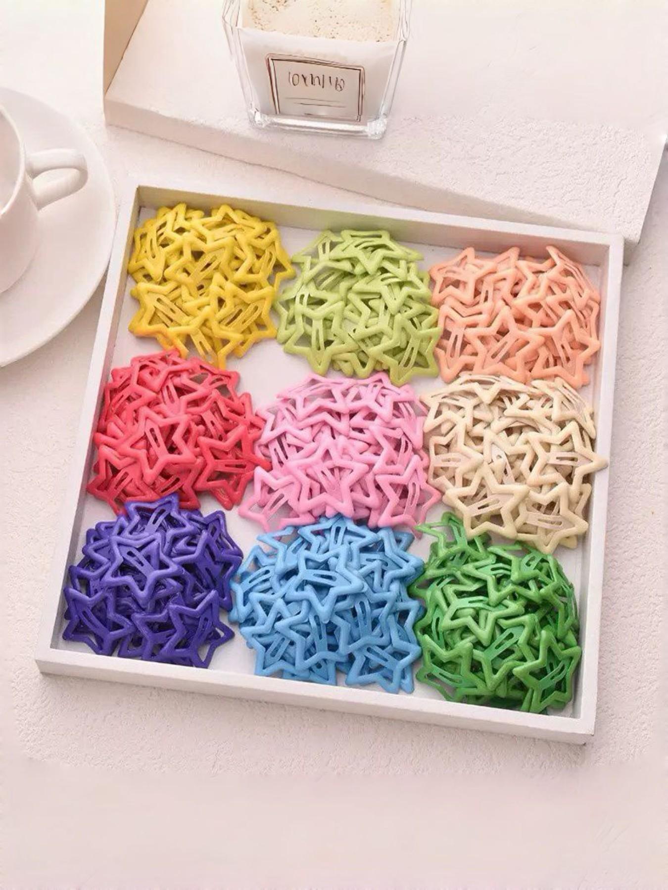 Star-Shaped Hair Clips Set of 10, Trendy Macaron Colors, Perfect for Music Festivals & Daily Use, Adorable Accessories