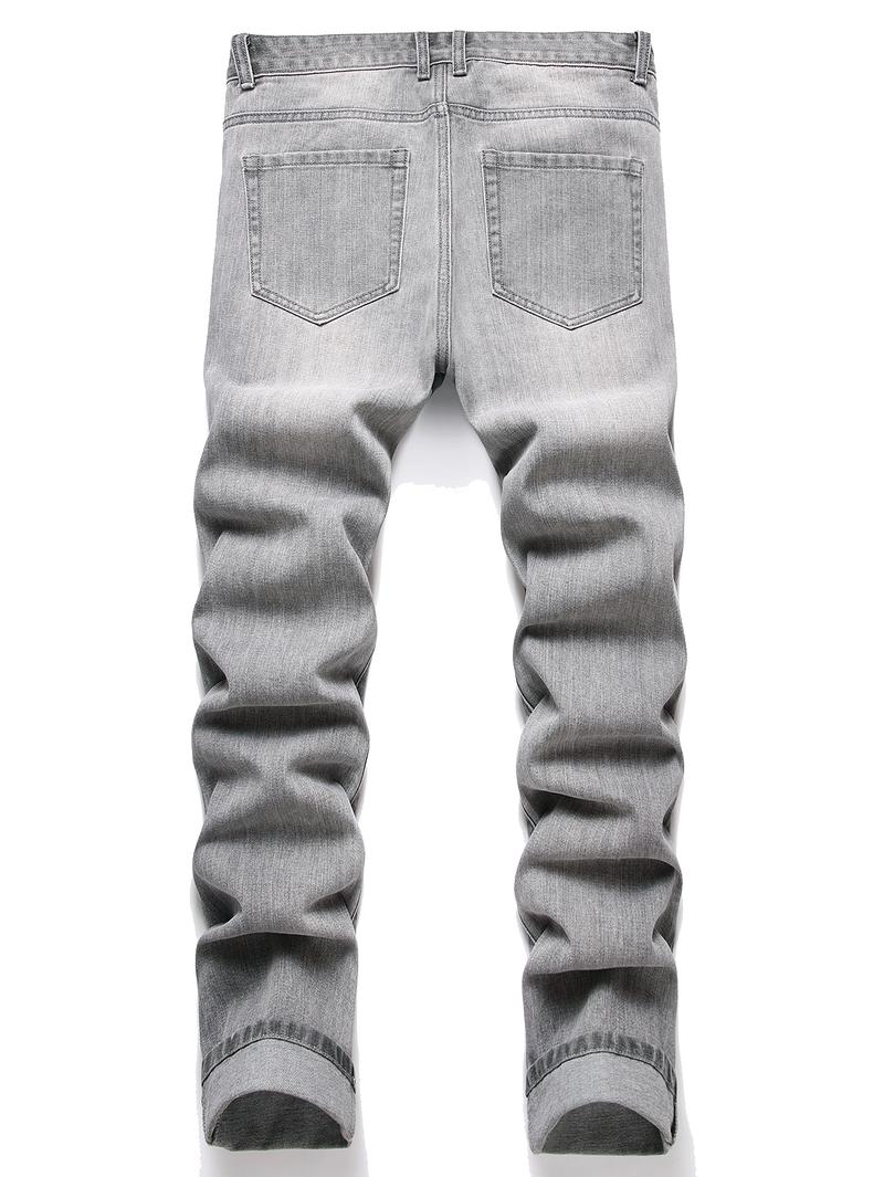 Men's Classic Basic Grey Trouser, Fashion Street Style Breathable And Comfortable Jeans, Autumn Denim Pants Suitable For Various Occasions To Wear