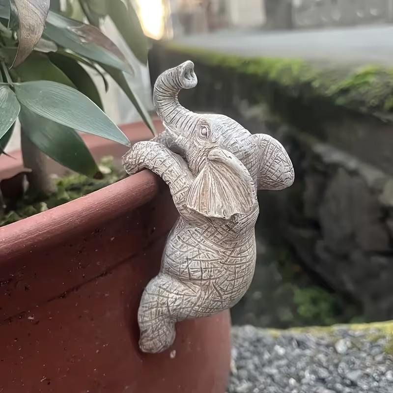 1pc, Hanging Flower Pot Elephant Lover Gift Home Balcony Garden Animal Decoration Sculpture Planter Flower Pot Decoration, Hanging Plant Pot, Hanging Planters, Home Decor