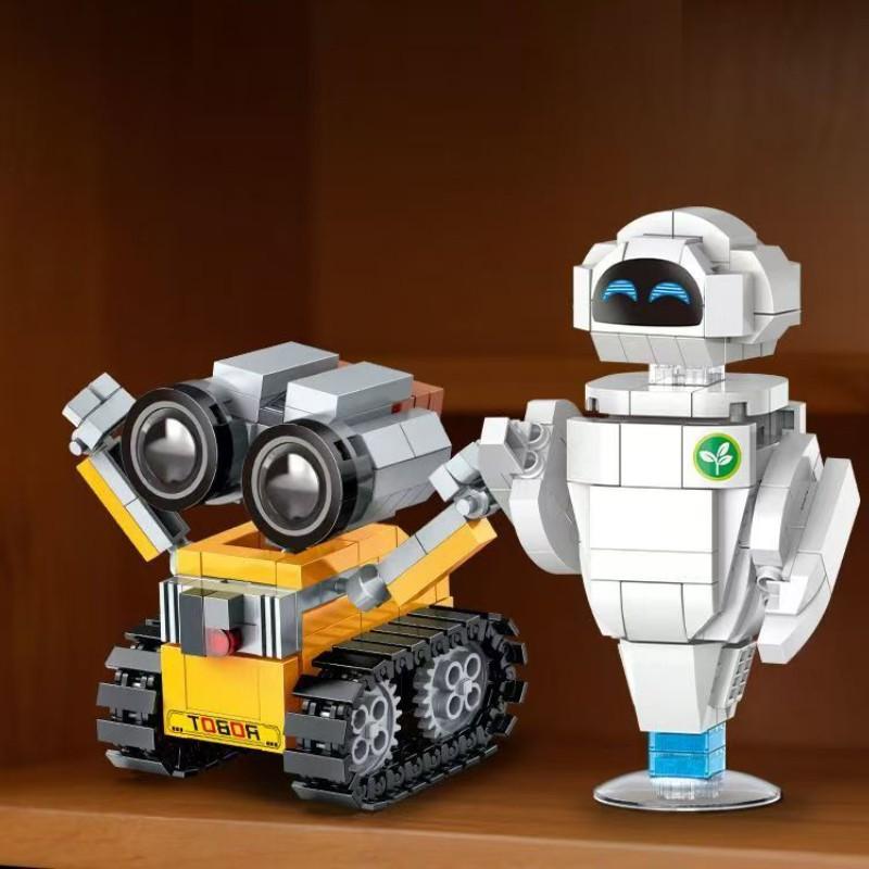 2-Pack New Edition Cute Mini Robot Building Blocks 3D Model Kit, Healing Adorable Toy Decor for Desk, Birthday Gift Idea