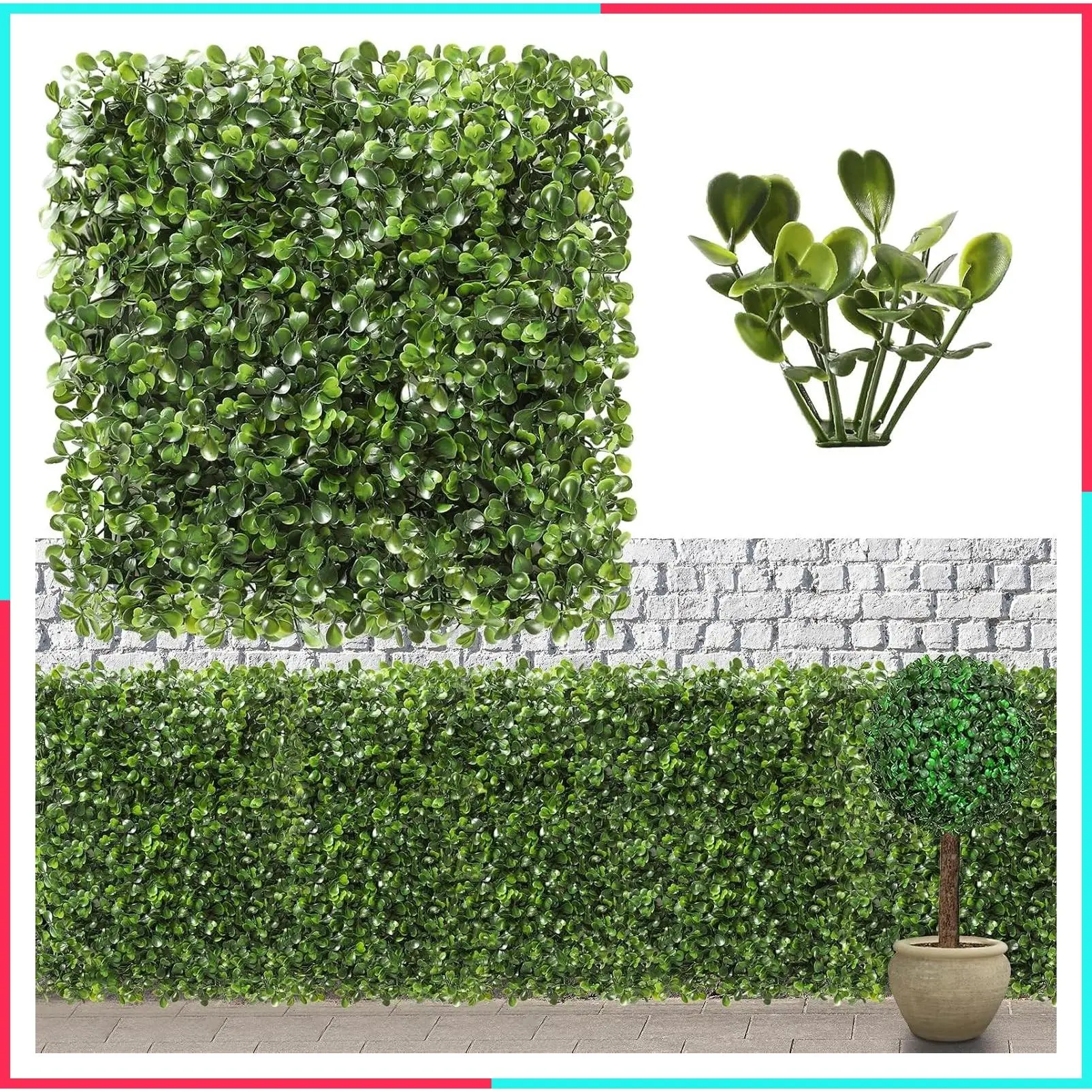 12PCS 10”×10” Artificial Boxwood Panels, Fake Greenery Grass Wall Backdrop for Outdoor Indoor Garden Fence Backyard Decor