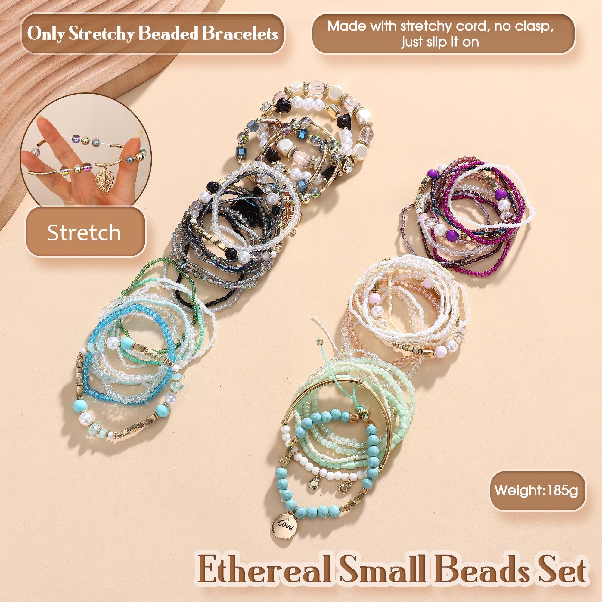 FIBO STEEL 6 Sets Multicolor Stackable Bracelets for Women Stretch Multilayered Boho Jewelry Christmas Gift Trendy Fashionable Accessories