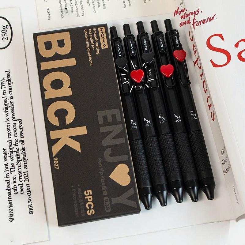 Heart-Shaped Click Pen Set, Smooth Writing Experience, Ink, Heart Feature, 0.38mm Tip, Durable Plastic Material, Ideal for Education and Professional Use
