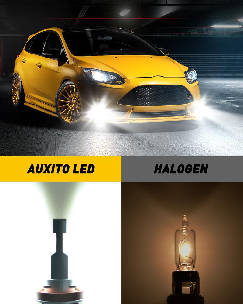 AUXITO H11 H8 LED Fog Light Bulb Fanless, 40W 6000LM High Brightness, 6500K Cool White, CSP LED Chips, H16 H11 H8 Fog Bulbs DRL Replacement, Pack of 2