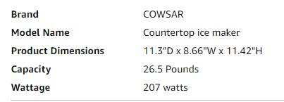 COWSAR Bullet Ice Maker Countertop, Staninless Steel or ABS Plastic, with Self-Cleaning, 26.5lbs/24Hrs, 6 Mins/9 Pcs Bullet Ice, Portable Ice Maker for Kitchen/Home/Office/Party/RV COWSAR Bullet Ice Maker Countertop, Staninless Steel or ABS Plastic, with Self-Cleaning, 26.5lbs/24Hrs, 6 Mins/9 Pcs Bullet Ice, Portable Ice Maker for Kitchen/Home/Office/Party/RV