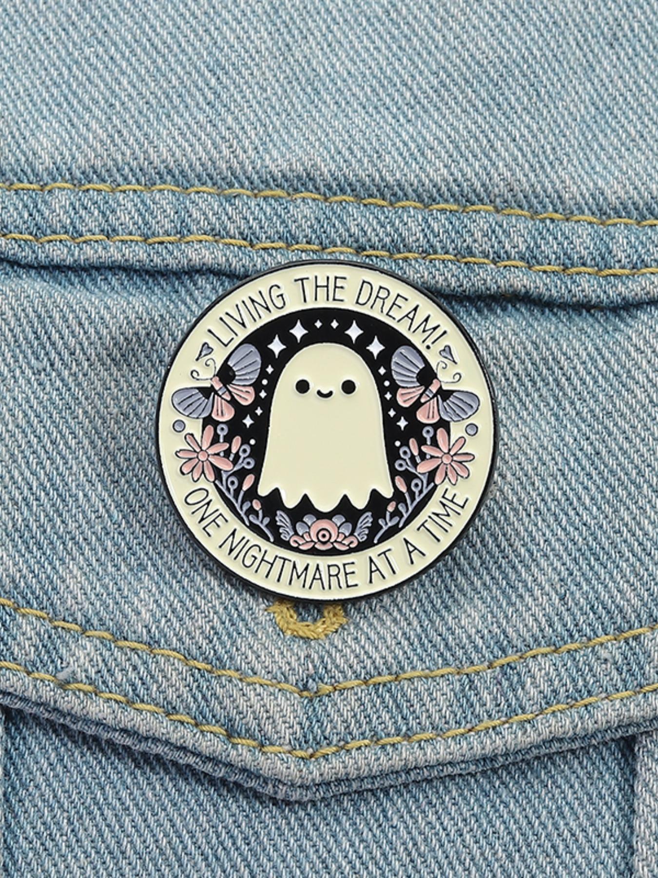 Cute Ghost Design Brooch, Round Cartoon Brooch for Jackets, Bags and Hats, Fashion Accessories for Women & Men, Durable Metal Pins, Flower Brooch Pin
