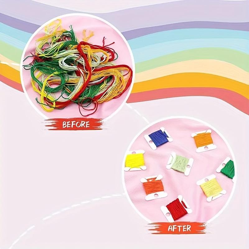 20pcs Cross  Spool, Colored Spool, Plastic Spool for Cross-stitch Sewing Storage, Sewing Supplies Crafts