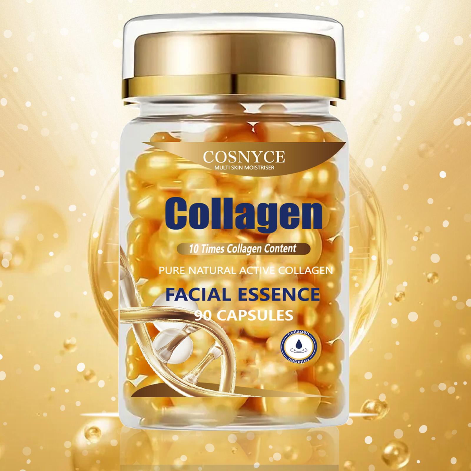 90 Capsules Collagen Essence, Unisex Skincare, Gentle Daily Moisturizing, Collagen Skin Glow, Brightening & Collagen Boosting Collagen Capsules for Smooth, Glossy Skin