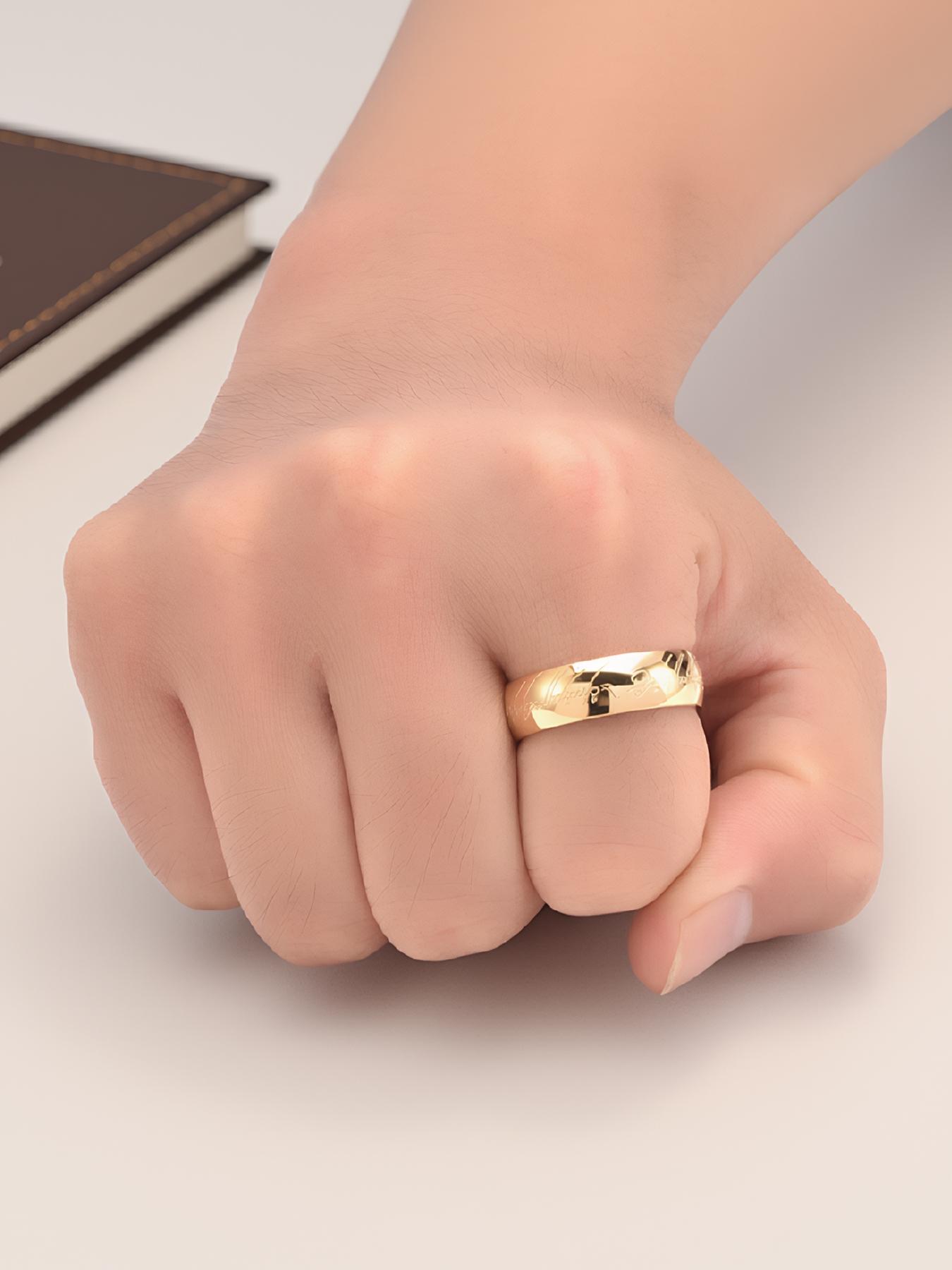 3-piece set of "The Lord of the Rings" themed, Instagram-style engraved rings, including men's and women's styles # Jewelry / Stainless Steel / Colorfast / Hypoallergenic / Couple / Festival / Party / Ideal Gift