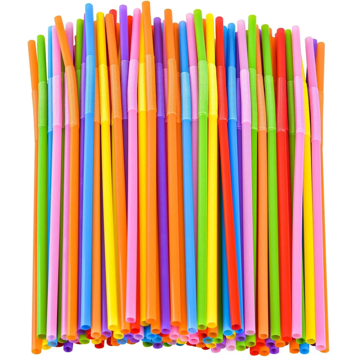100PCS Flexible Plastic Straws