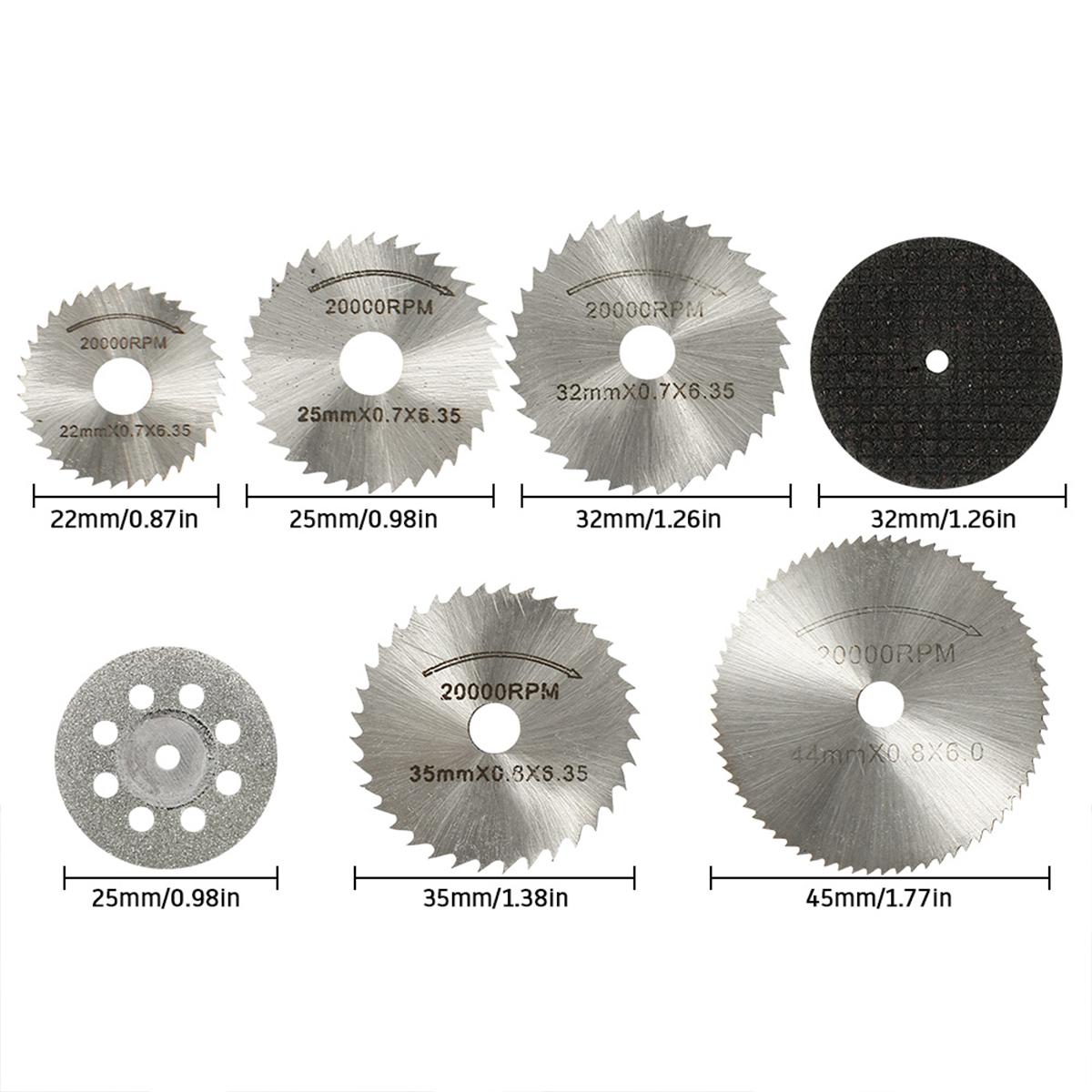 31Counts Mini Diamond Cutting Wheels Set HSS Circular Saw Blade Rotary Woodworking Tools for Drill Rotary Tool Accessories