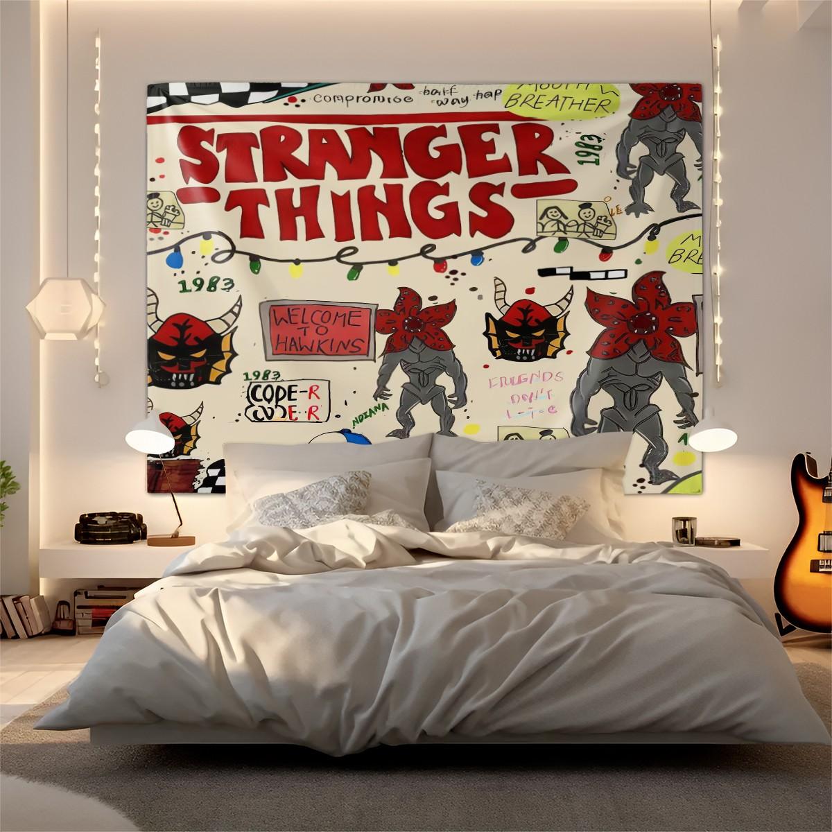 1x Stranger Things Party Backdrop Banner Tapestry Photo Prop Room Wall Decoration Fan Gift Party Supplies Use As Curtains, Tablecloths, Dorm Decor, Picnic Sheets, Blankets, Or Sofa Covers