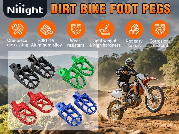 Nilight Motorcycle Foot Pegs Dirt Bike Footpegs Fit for Kawasaki KDX200 1995-2005 KDX200R 1997-2001 KDX220R 2002-2005 KDX250 1991-1994 KX125 KX250 KX500 Heavy Duty CNC Foot Rests Pegs Pedal, Black Nilight Motorcycle Foot Pegs Dirt Bike Footpegs Fit for Kawasaki KDX200 1995-2005 KDX200R 1997-2001 KDX220R 2002-2005 KDX250 1991-1994 KX125 KX250 KX500 Heavy Duty CNC Foot Rests Pegs Pedal, Black