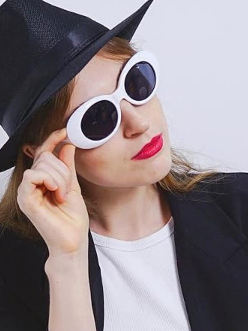 FEISEDY White Clout Goggles Sunglasses Women Men Retro Oval Sunglasses Girls Boys Sunglasses B2253