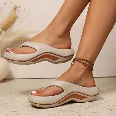 Platform Flip Flops for Women, Arch Support Cushion Thong Sandals, Thick Sole Pillow Slippers, Non-Slip Summer Beach Shoes