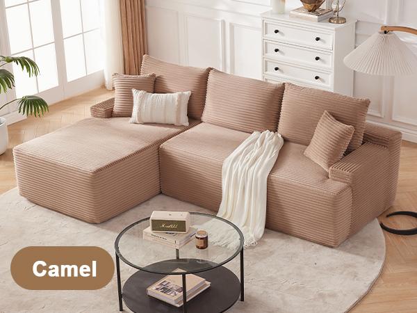 【2 packages shipping】Cloud Sectional Couch, Boneless Sofa for Living Room, Modular Sectional Sofa with Deep Seat, Fluffy Comfy Couch with L-Shaped Chaise, No Assembly Required